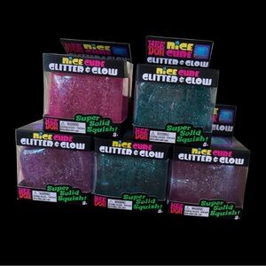 Glitter and Glow Nee Doh Toy Set - Pink, Purple, Blue - 5 Total